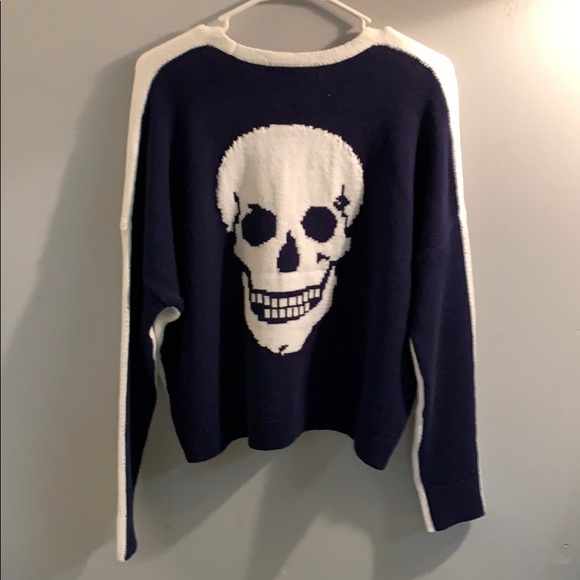 SKULL CASHMERE blue and white sweater - Picture 3 of 7